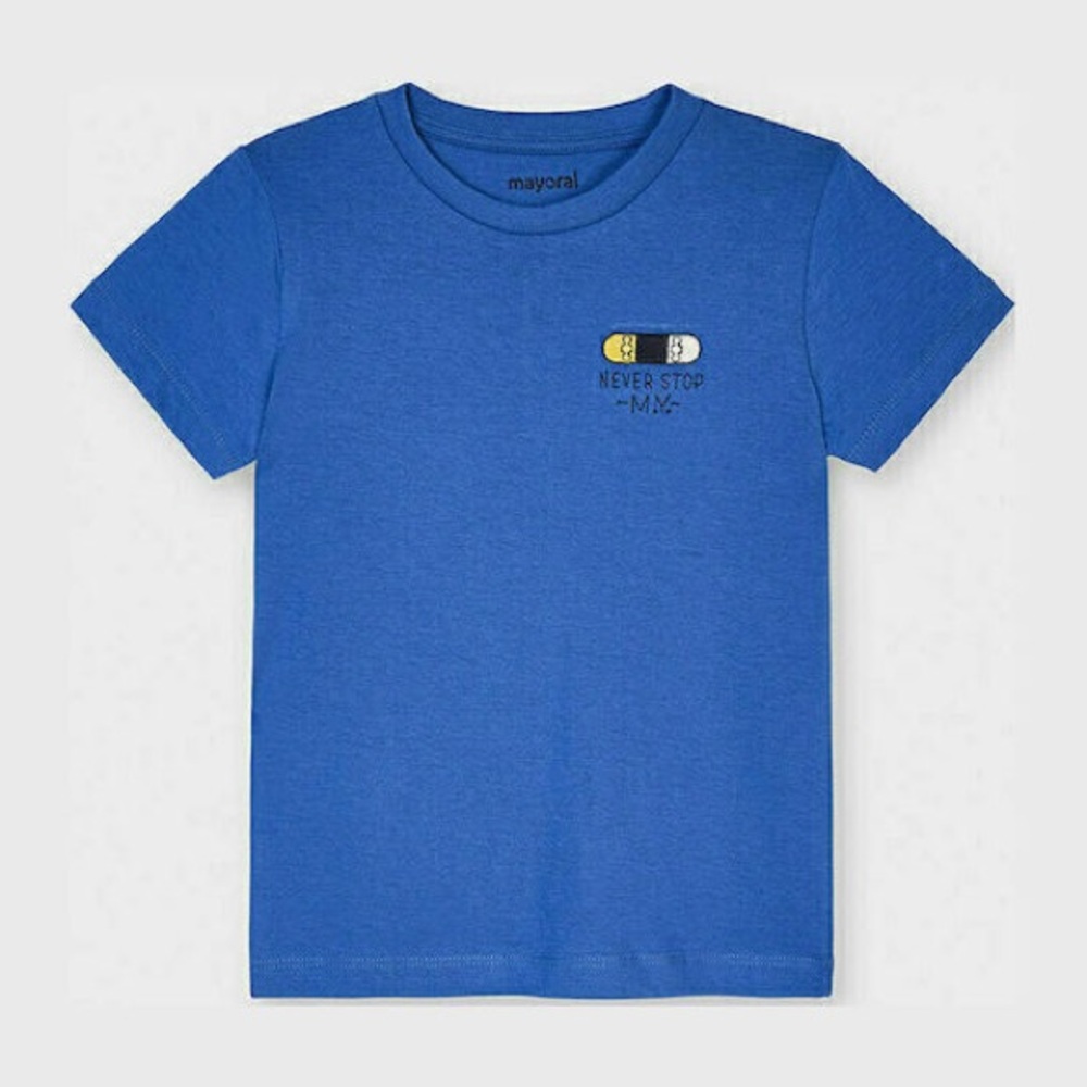 Size 7 Toddler Boys Mayoral Blue Graphic Kids Tee
